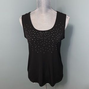 LINDOR petite black sleeveless tank top blouse office wear size medium wedding